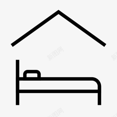 家庭住宿床卧室图标图标