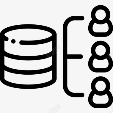 矢量服务器数据库数据库和服务器12线性图标图标