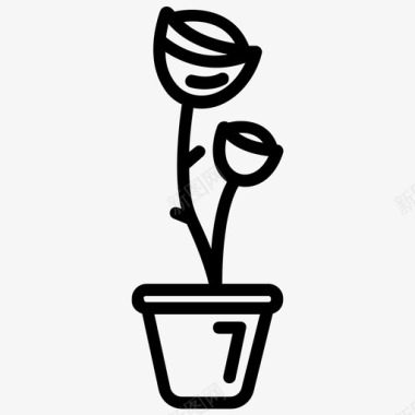 玫瑰自然盆栽植物图标图标