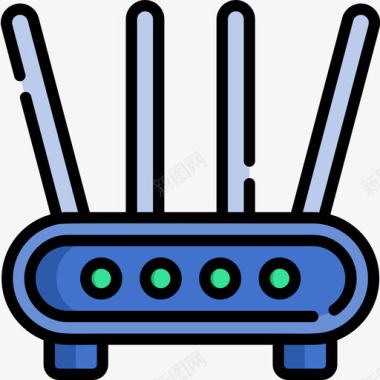 处理器硬件图标路由器硬件23线性颜色图标图标