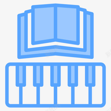 钢琴音乐和声音12蓝色图标图标