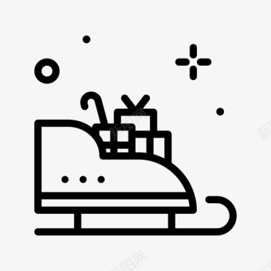 骑雪橇雪橇圣诞309直线型图标图标