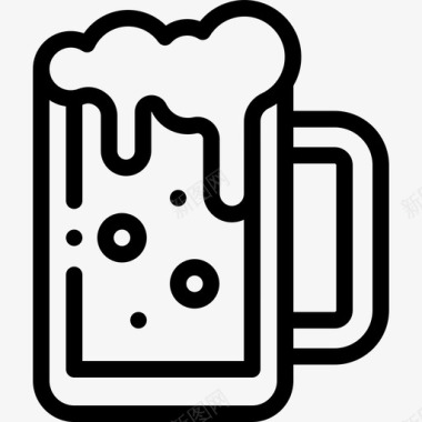 啤酒夏季食品和饮料3线性图标图标