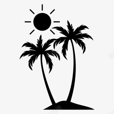 夏天海滩棕榈树图标图标