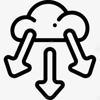 矢量服务器云计算数据库和服务器12线性图标图标