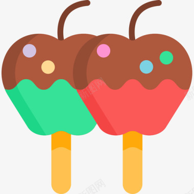 焦糖苹果糖果和糖果13扁平图标图标