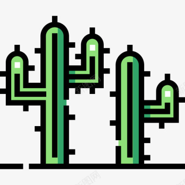 5月海报仙人掌5月5日线性颜色图标图标
