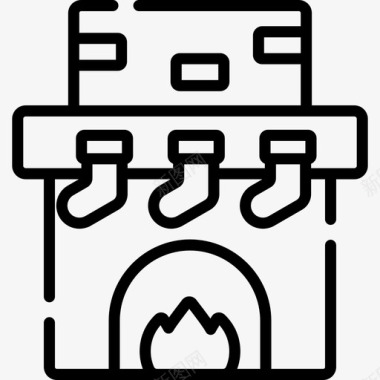 圣诞壁炉壁炉圣诞293线性图标图标