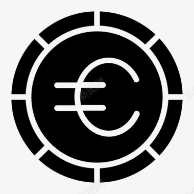欧元硬币加密货币数字货币图标图标