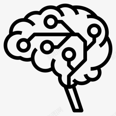 大脑智能人工电路图标图标