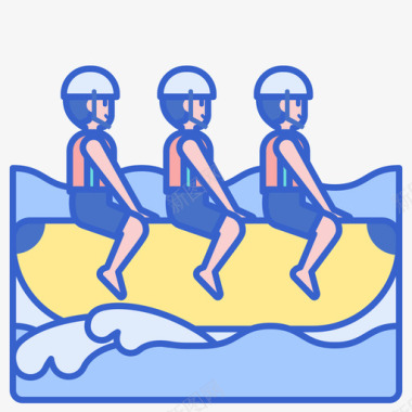 香蕉船水上运动2线性颜色图标图标