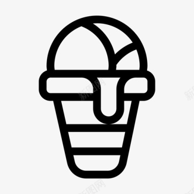 冰淇淋筒冰淇淋勺融化图标图标