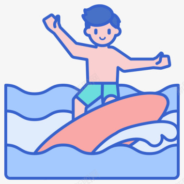 冲浪水上运动2线性颜色图标图标