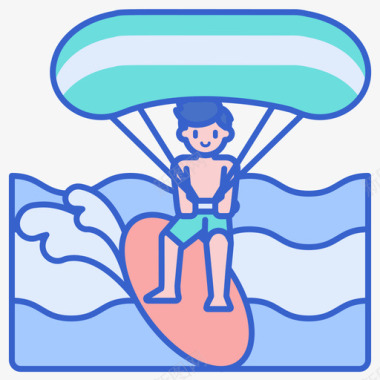 彩绘风筝风筝冲浪水上运动2线性颜色图标图标
