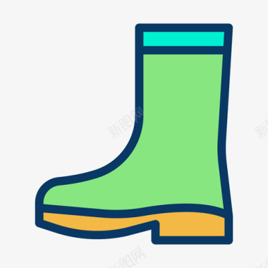 农民锄头水靴农业和农民线性颜色图标图标