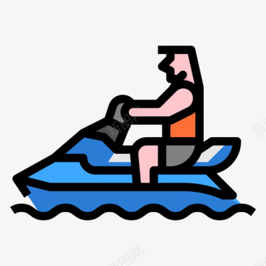 极限挑战摩托艇冒险和极限2线性颜色图标图标