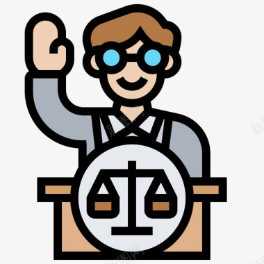 律师法律和司法41线性颜色图标图标