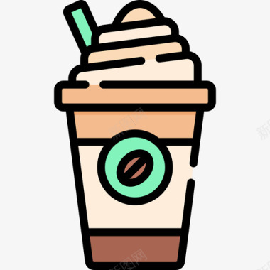 冰冰咖啡咖啡店97线性颜色图标图标