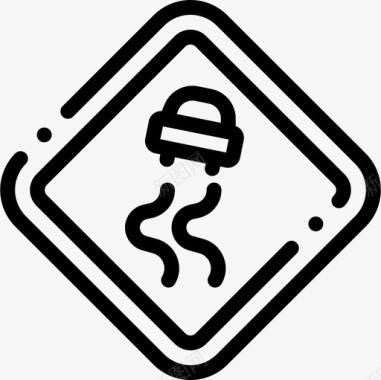 道路湿滑交通标志13线形图标图标