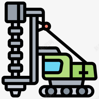 重型重型车辆施工车辆7线型颜色图标图标
