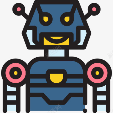机器人未来科技12线性颜色图标图标