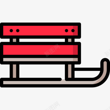 骑雪橇雪橇冬季旅行18线性颜色图标图标