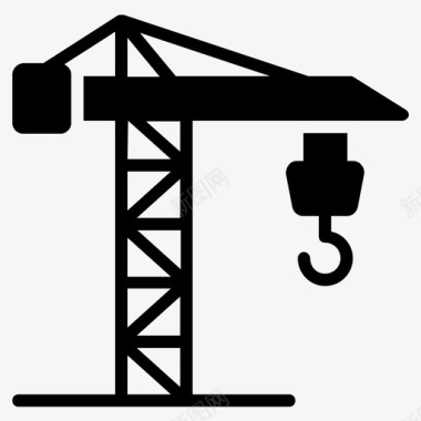 工地施工通道塔吊施工吊钩施工升降机图标图标