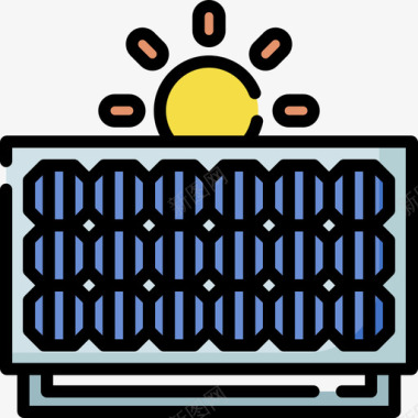 再相见太阳能电池板可再生能源31线性颜色图标图标