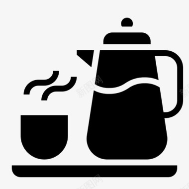 咖啡壶咖啡厅104固体图标图标