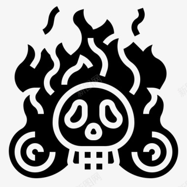 一副骷髅灵魂燃烧地狱图标图标