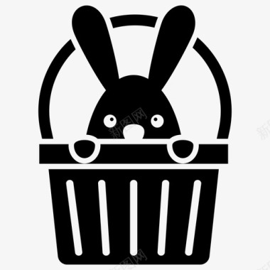 兔子礼物篮子兔子图标图标