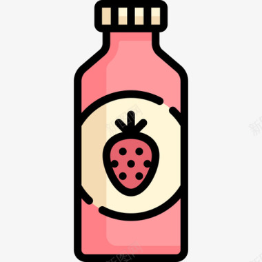 草莓汁食品递送57线性颜色图标图标
