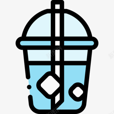 果汁夏季食品和饮料2线性颜色图标图标