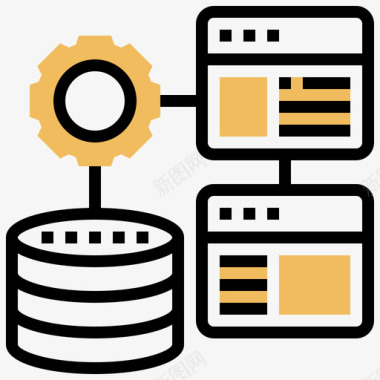 黄色图框关系型数据库管理13黄色阴影图标图标