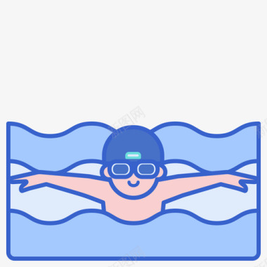 游泳运动员水上运动2线性颜色图标图标