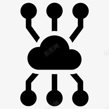 矢量服务器技术连接集线器图标图标