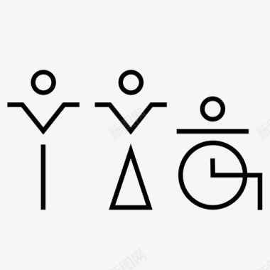 几何厕所标志极简主义者厕所标志图标图标