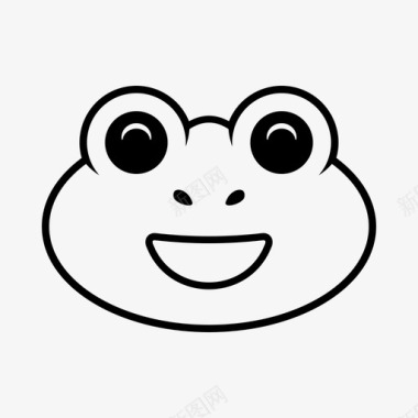 微笑青蛙表情头线图标图标