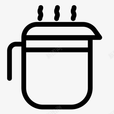 平底锅水壶咖啡冰块图标图标