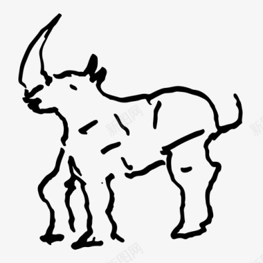 大角犀牛非洲动物图标图标