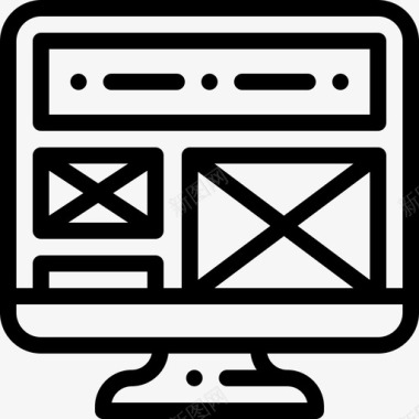 水墨数字8免扣计算机数字服务8线性图标图标