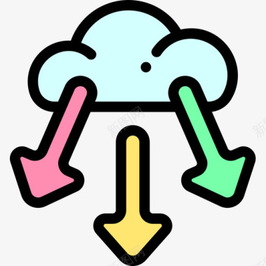 矢量服务器云计算数据库和服务器11线性颜色图标图标