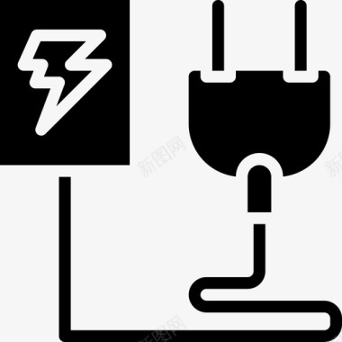 电源线插头插头电源4实心图标图标