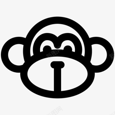 黑猴子猴子动物可爱图标图标