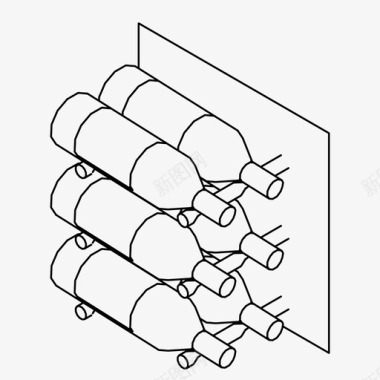 葡萄紫色葡萄酒储藏瓶子陈列图标图标