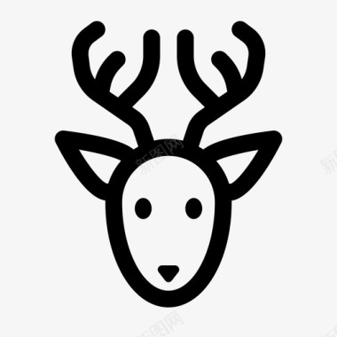驯鹿头鹿角圣诞节图标图标