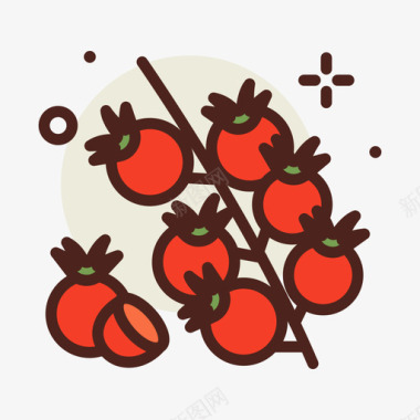 樱桃番茄水果29线形颜色图标图标