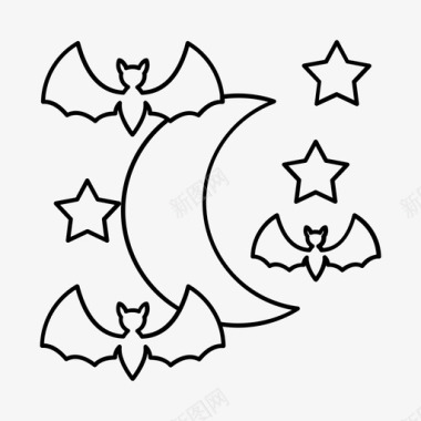 万圣节蝙蝠月亮图标图标