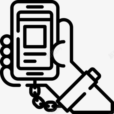 4G手机智能手机成瘾4线性图标图标
