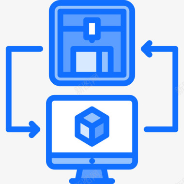 3D怪兽计算机3d打印机3蓝色图标图标